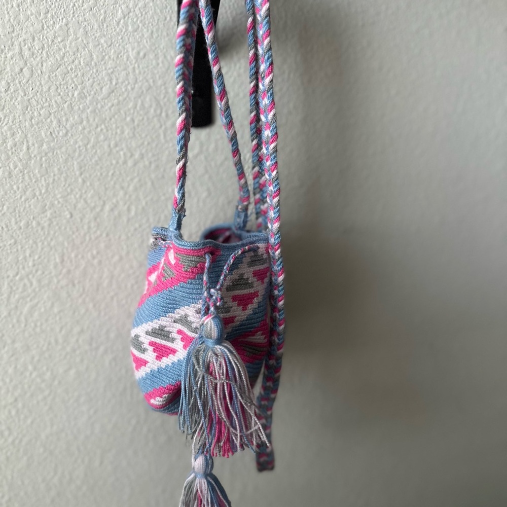 Wayuu Mochila Pink and Blue Mini Bag